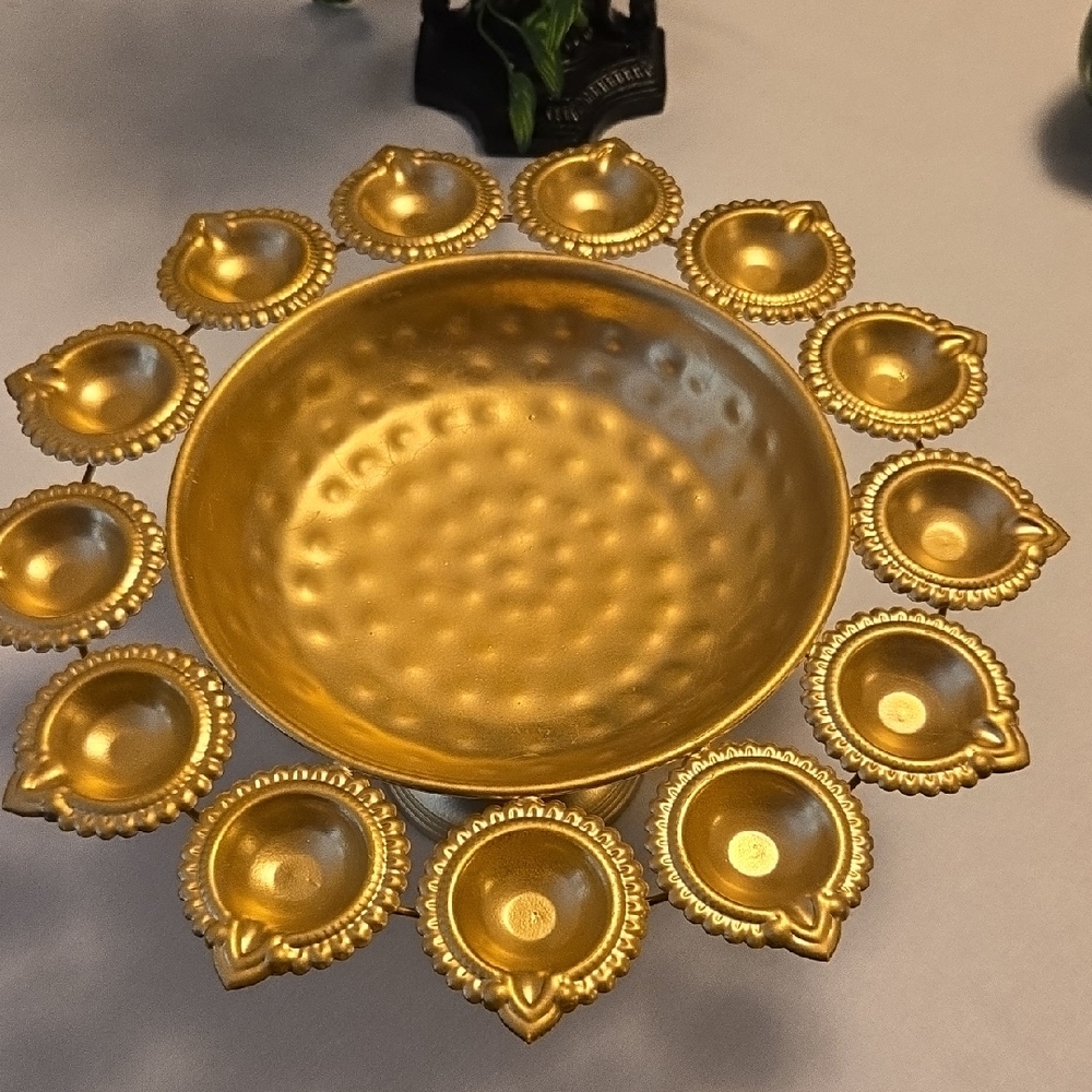 Gold Decorative Bowl with Candle Holders